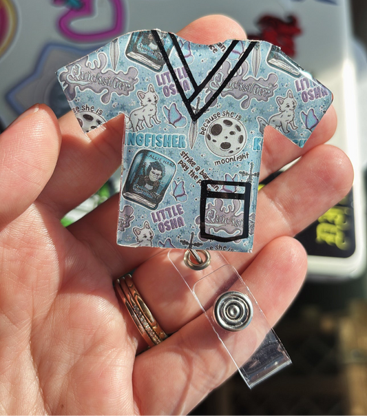 Quicksilver Inspired Scrub Top Badge Reel