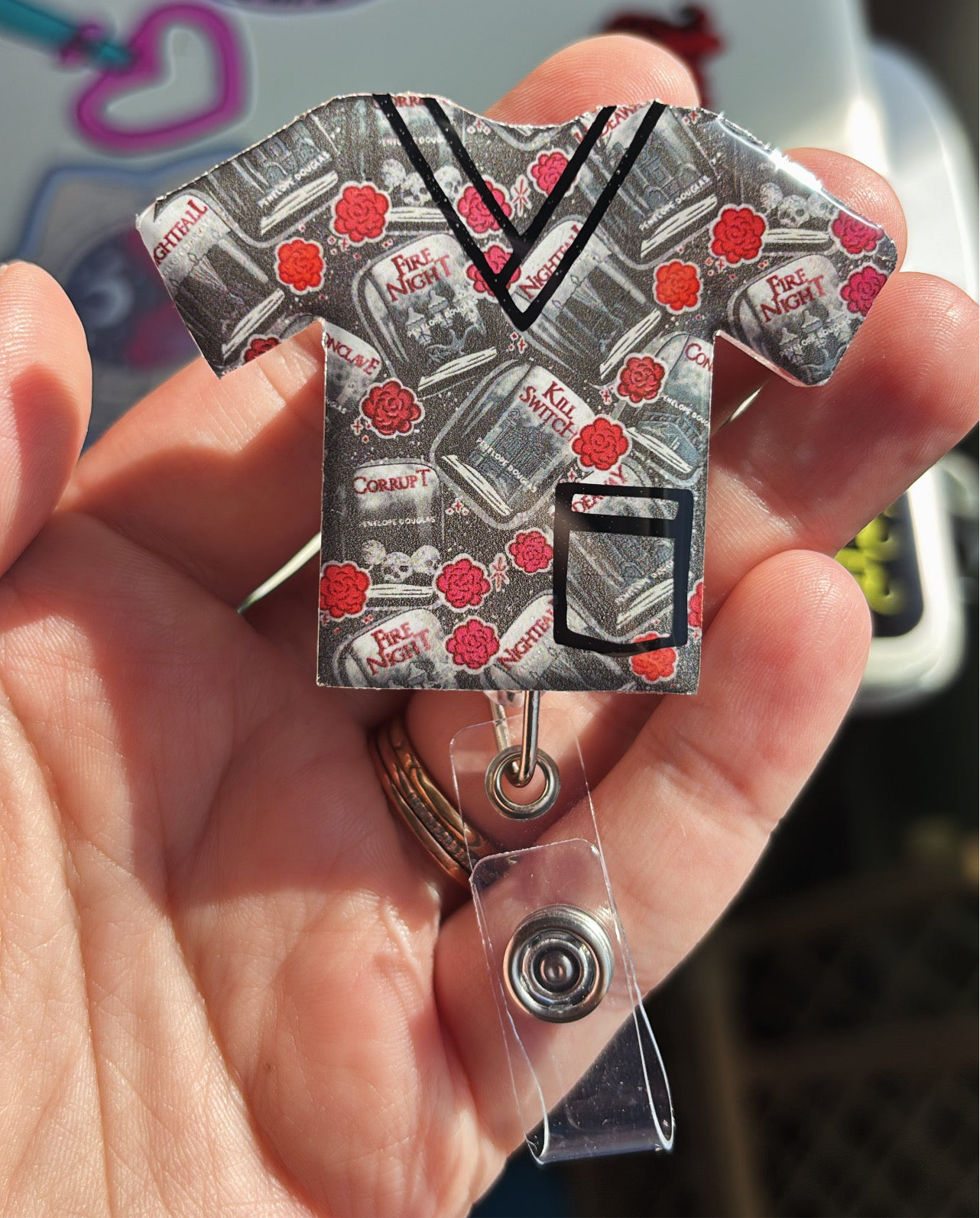 Devils Night Scrub Top Badge Reel