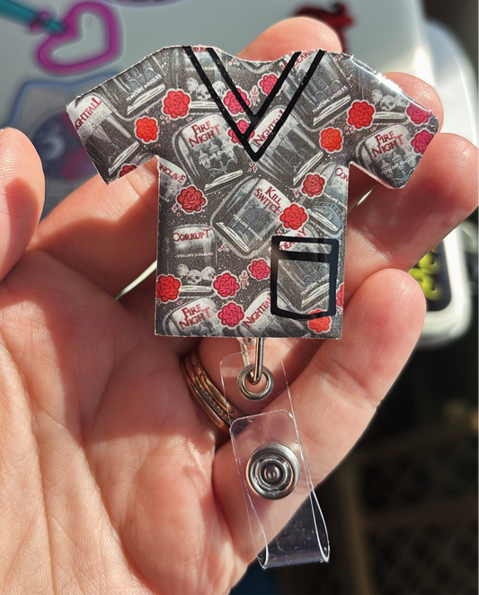 Devils Night Scrub Top Badge Reel