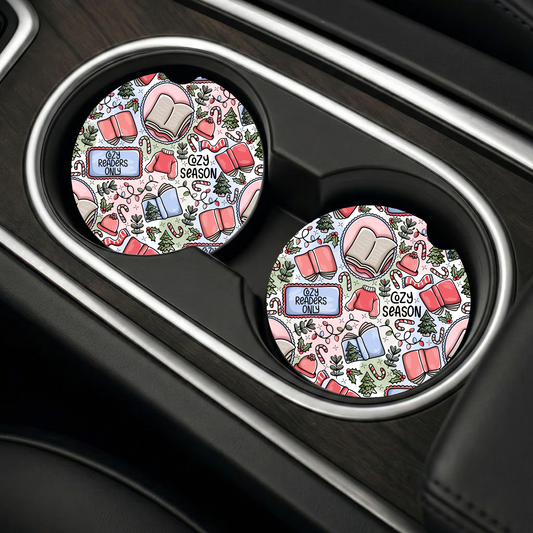 Cozy Book Club Car Coasters