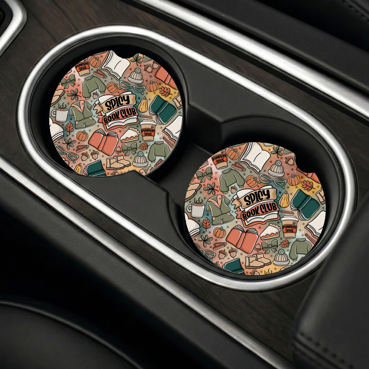 Autumn Spicy Book Club Car Coasters