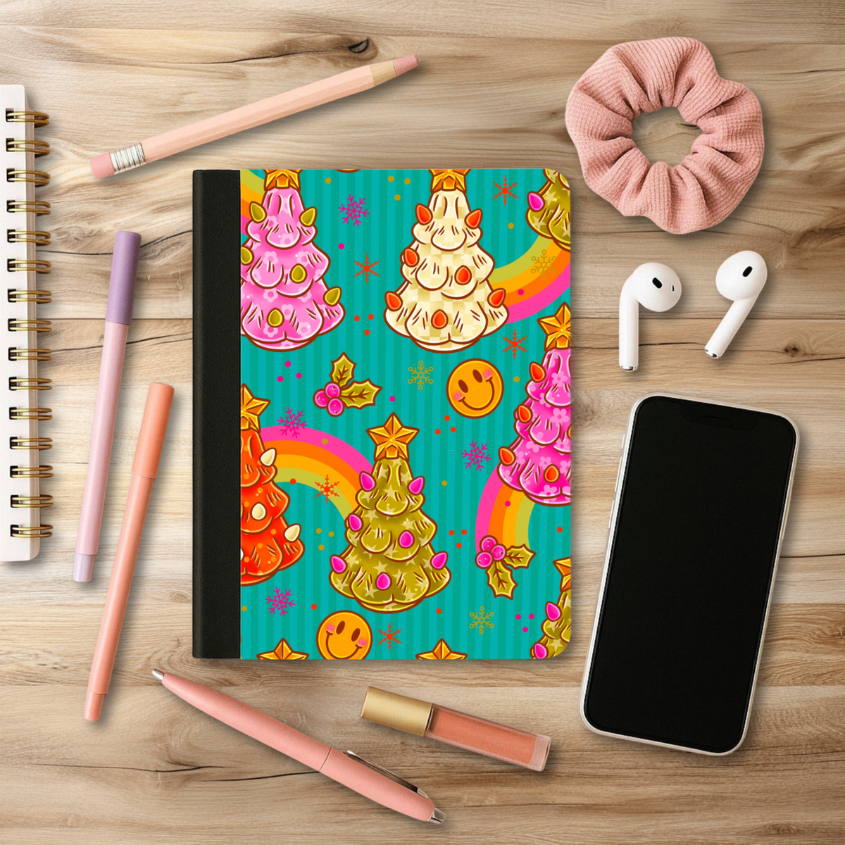 Retro Christmas Trees Notebook